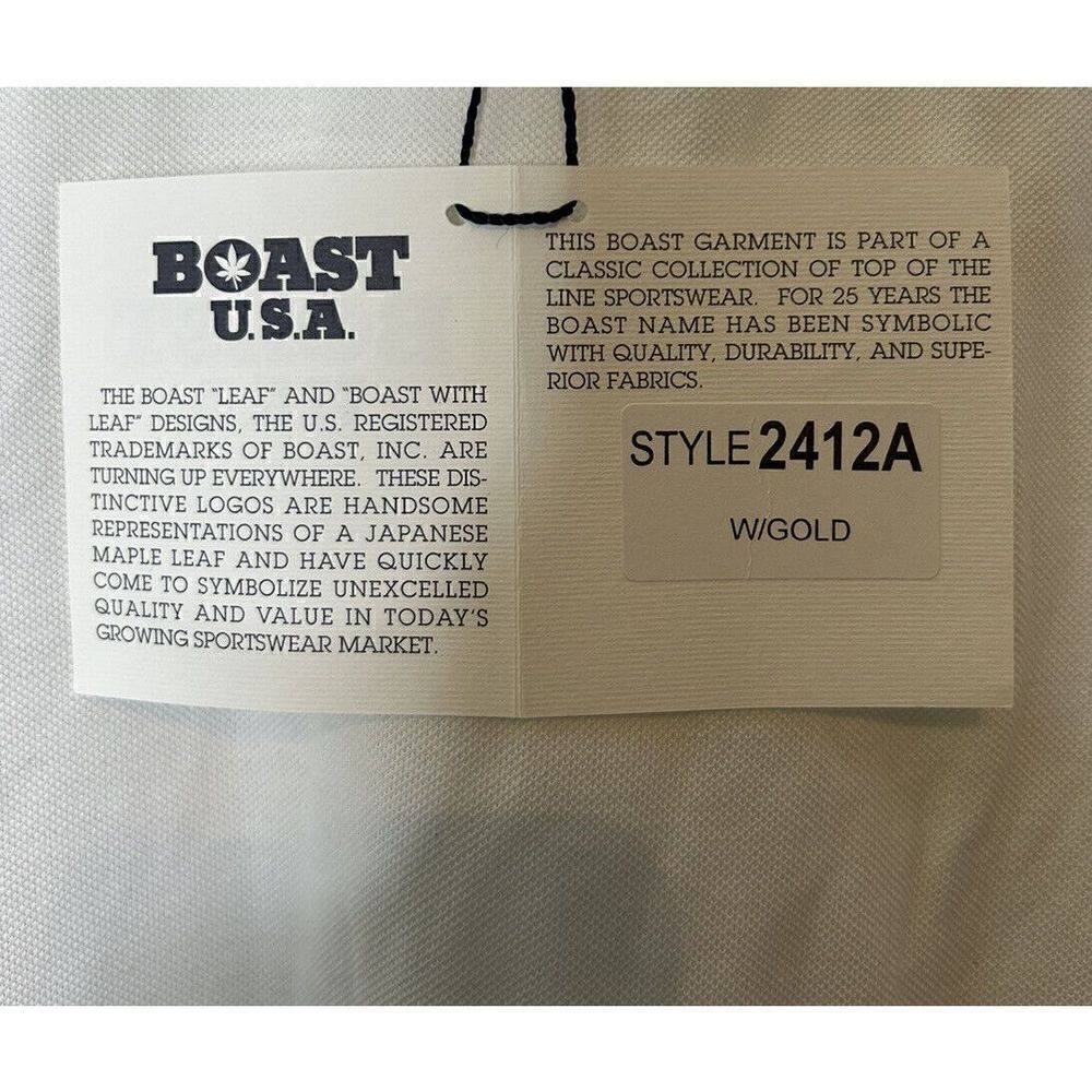 BOAST USA Men's Polo Shirt Size Medium White and Grey with Blue Leaf - Picture 4 of 4
